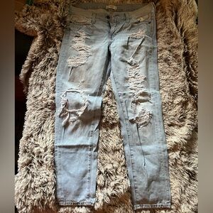Abercrombie & Fitch Light Blue Distressed Skinny Jeans